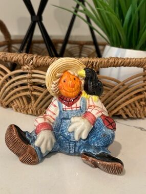 Vintage Fitz and Floyd 1996 Ceramic Pepper Shaker Fall Harvest Scarecrow
